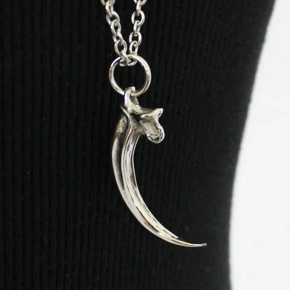 NEW Moon Raven Eagle Talon Claw Solid Stainless Steel Pendant Necklace 32" - Picture 8 of 11